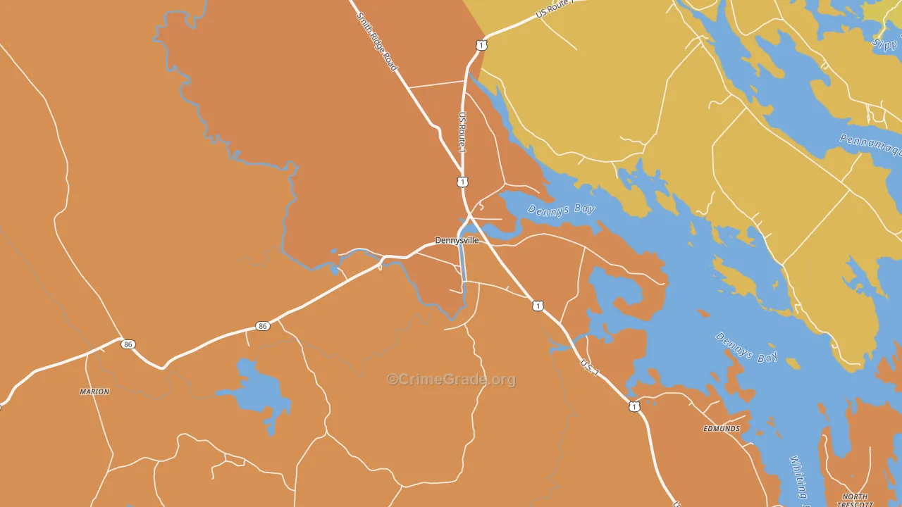 Dennysville, ME Map of Vandalism Rates