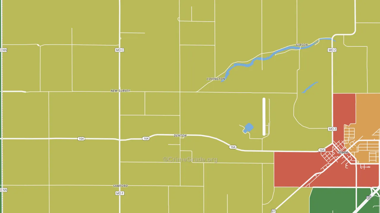 Denton, MO Map of Vandalism Rates