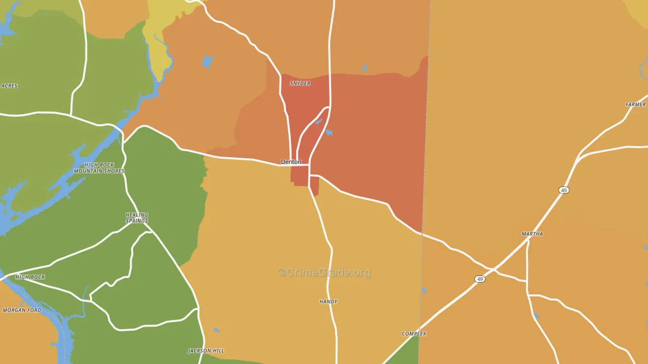 Denton, NC Map of Vandalism Rates