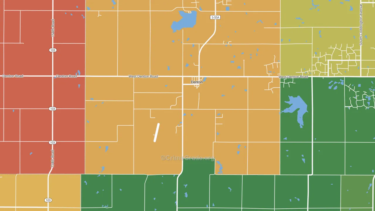Denton, NE Map of Vandalism Rates