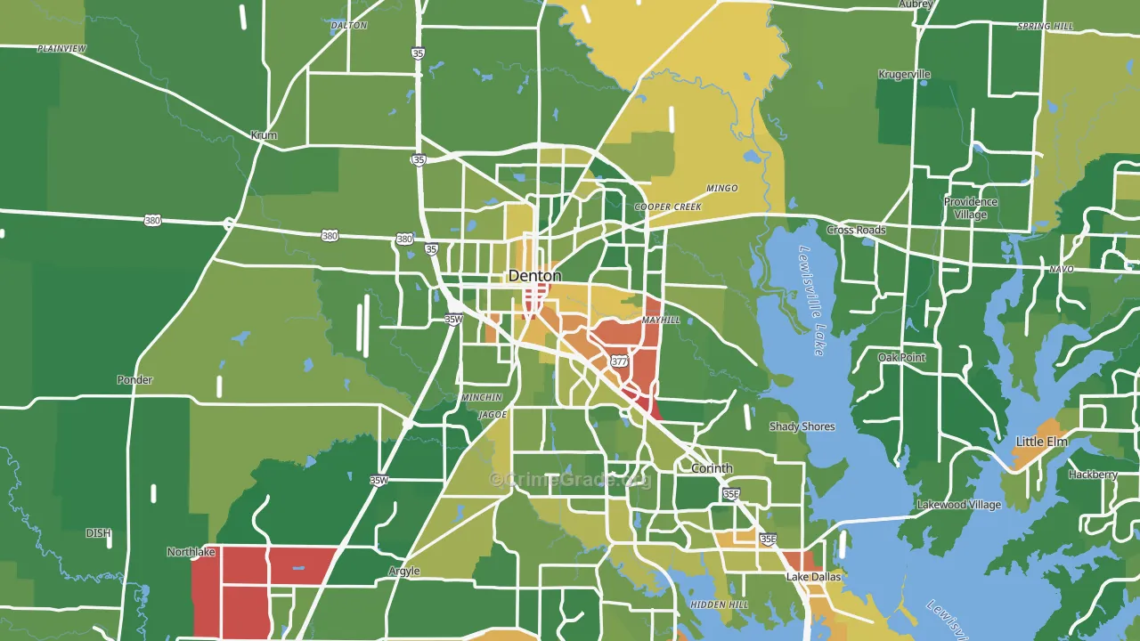 Denton, TX Map of Vandalism Rates