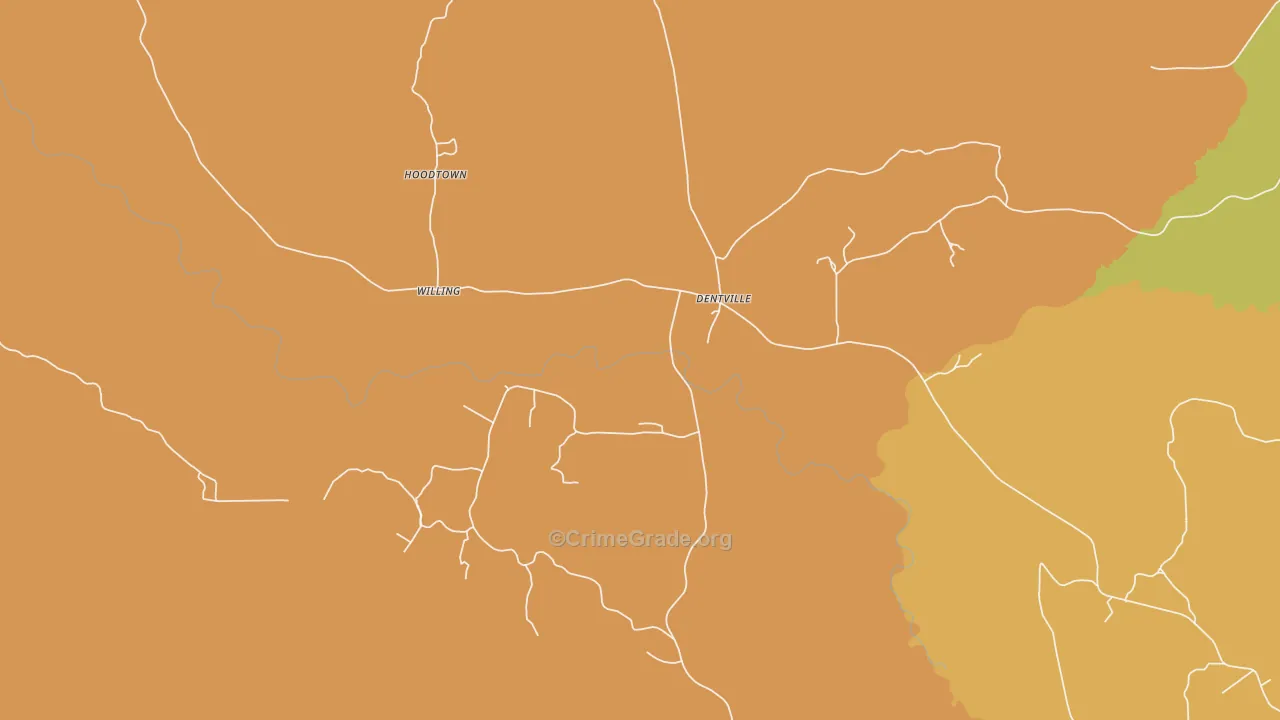 Dentville, MS Map of Vandalism Rates