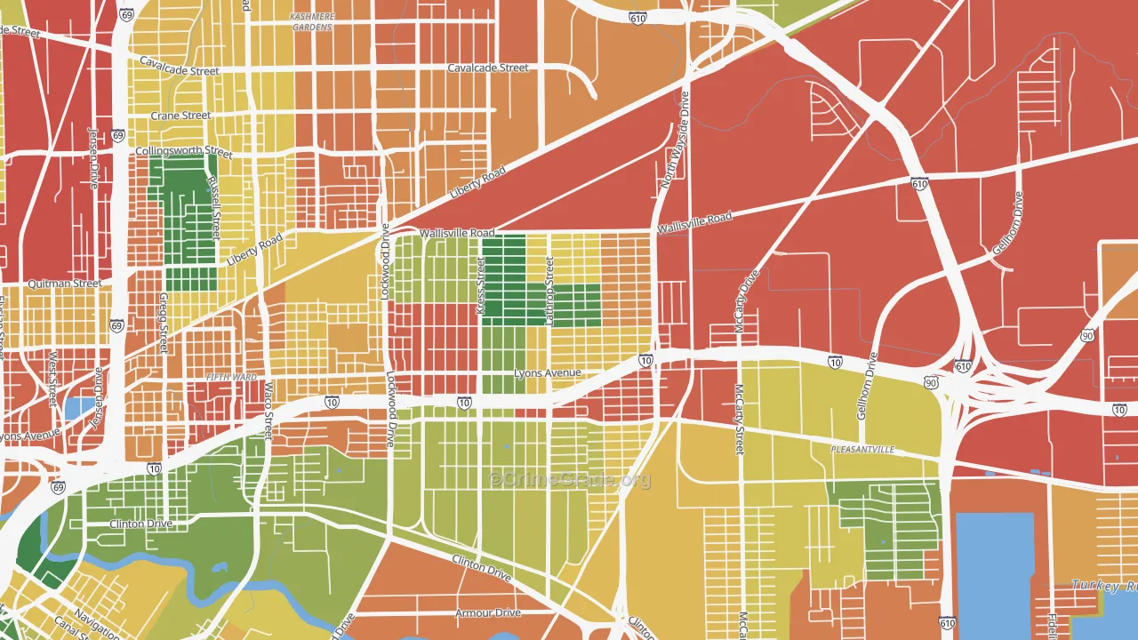 Denver Harbor-Port Houston, Houston, TX Map of Vandalism Rates