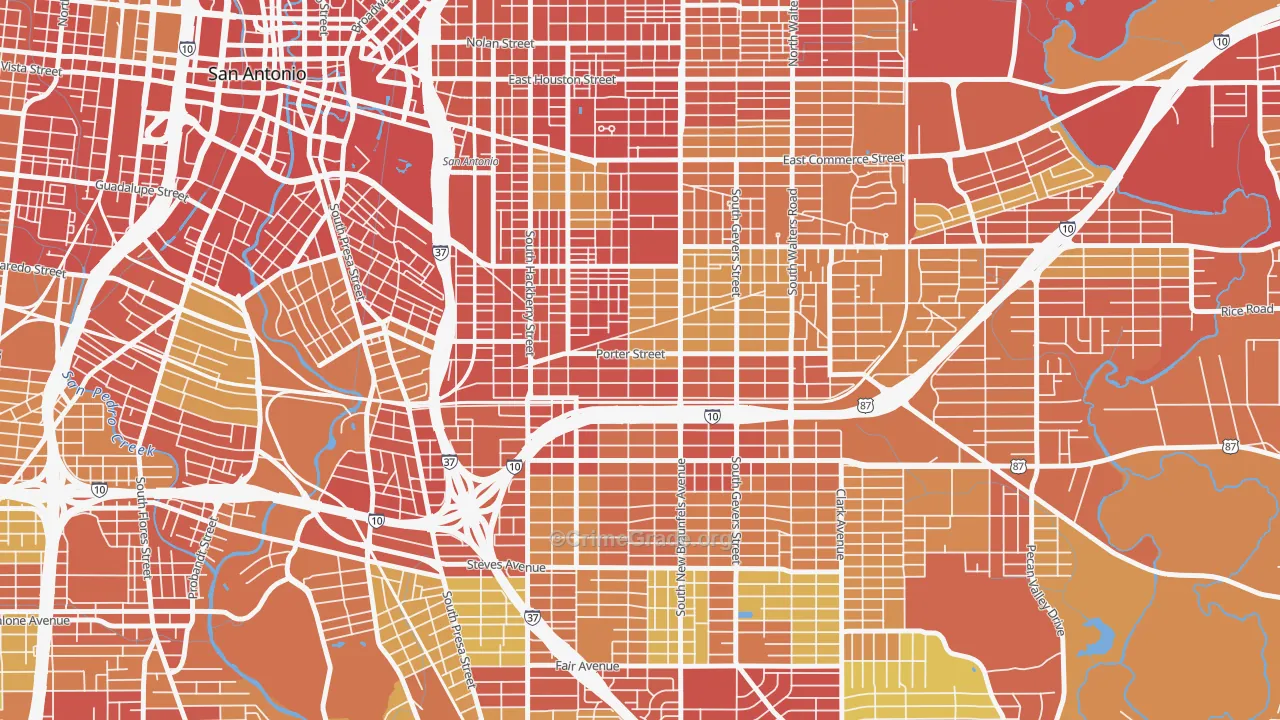 Denver Heights, San Antonio, TX Map of Vandalism Rates