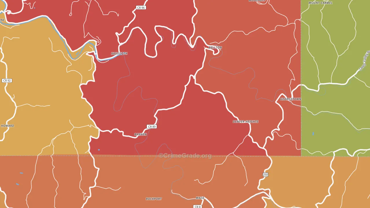 Denver Heights, WV Map of Vandalism Rates
