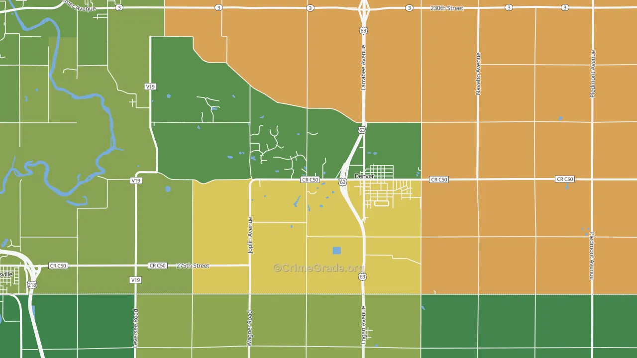 Denver, IA Map of Vandalism Rates