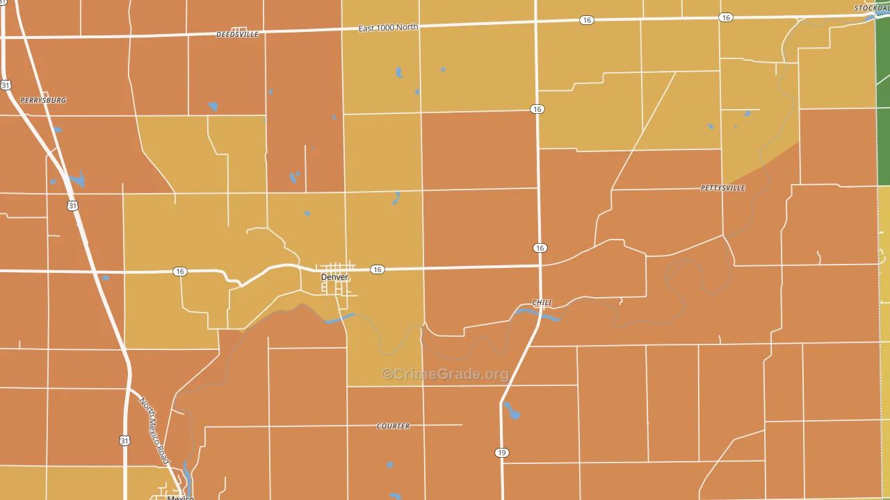Denver, IN Map of Vandalism Rates