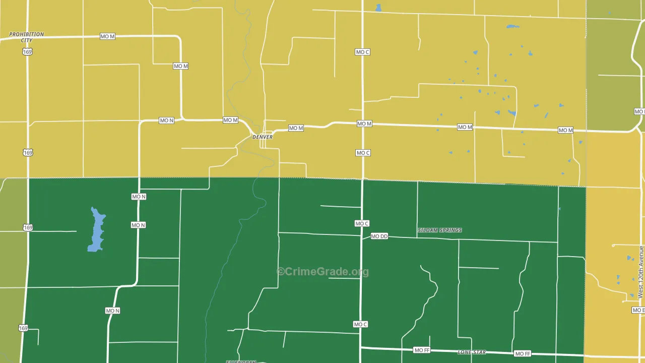 Denver, MO Map of Vandalism Rates