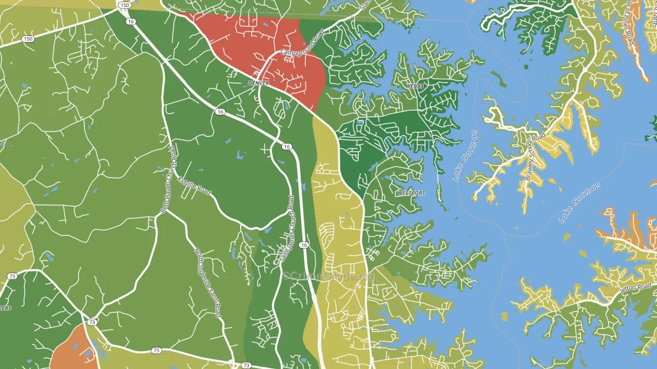 Denver, NC Map of Vandalism Rates