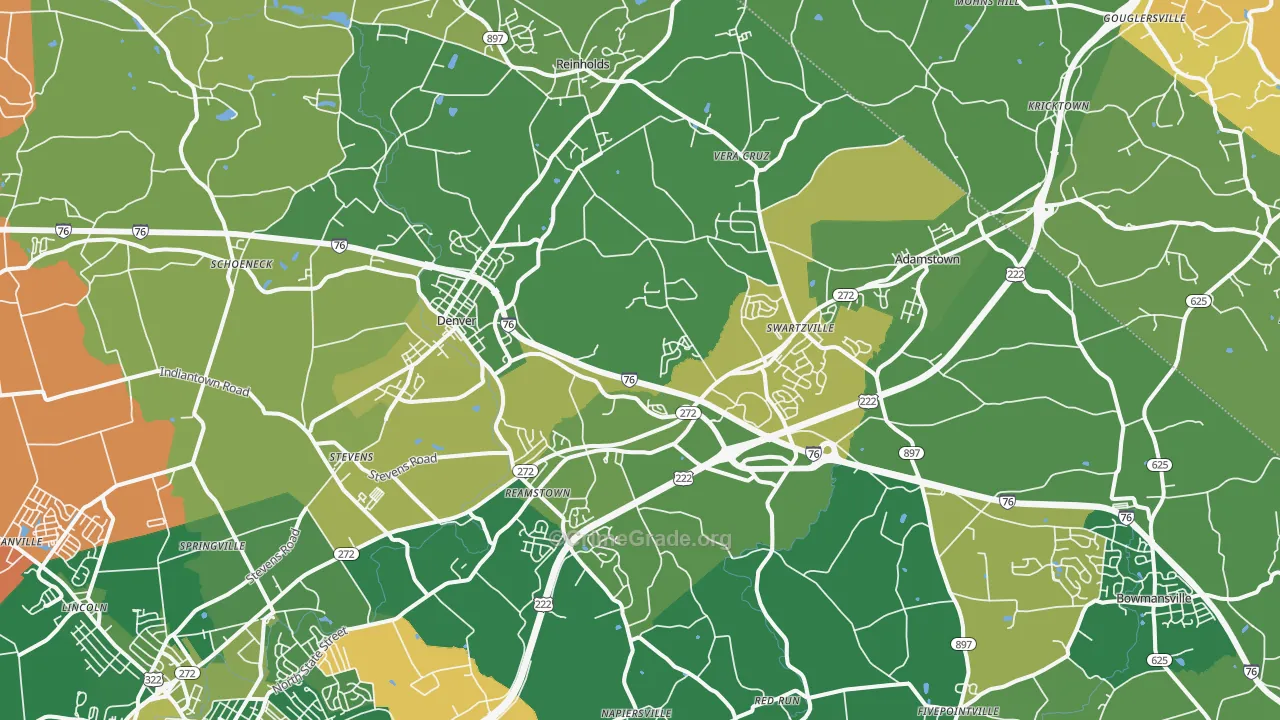 Denver, PA Map of Vandalism Rates