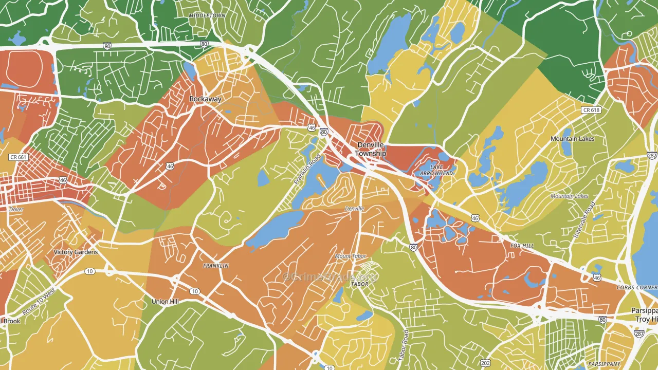 Denville, NJ Map of Vandalism Rates