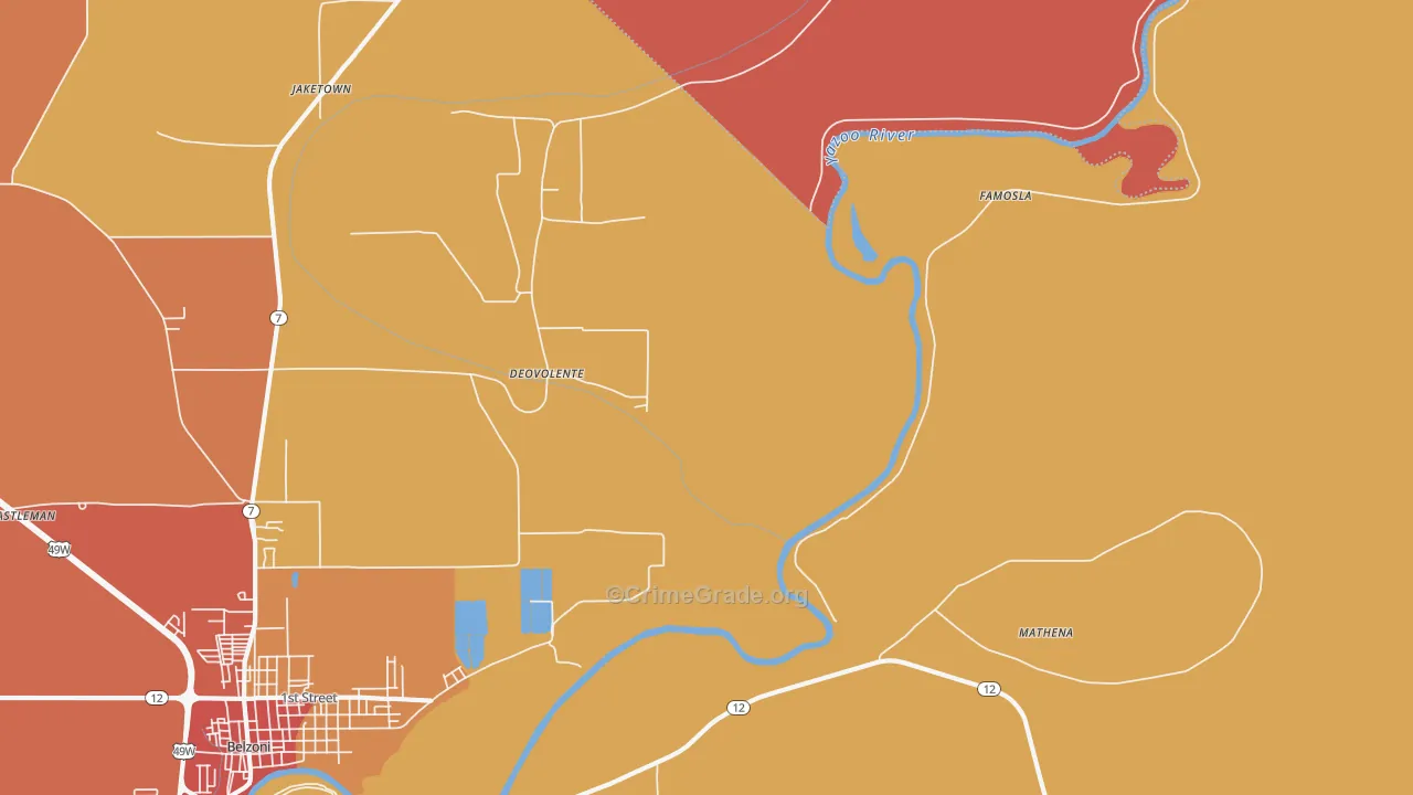 Deovolente, MS Map of Vandalism Rates