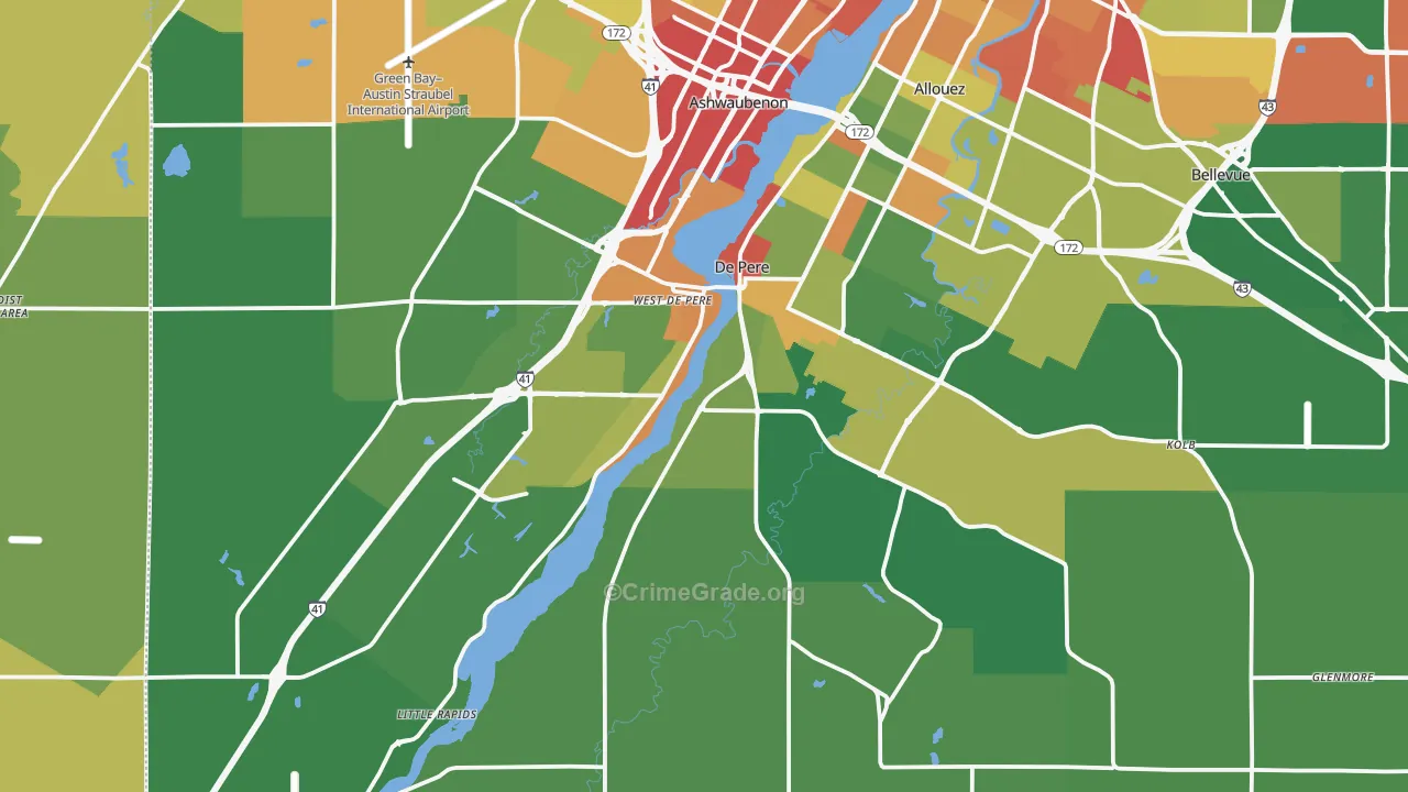 DePere, WI Map of Vandalism Rates