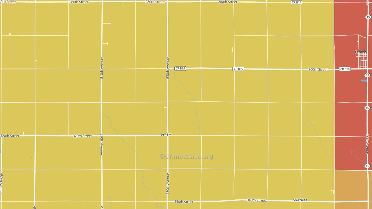 DePew, IA Map of Vandalism Rates