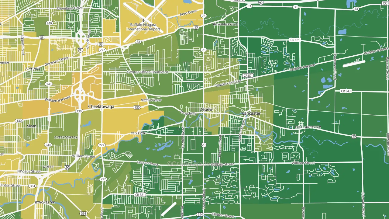 DePew, NY Map of Vandalism Rates