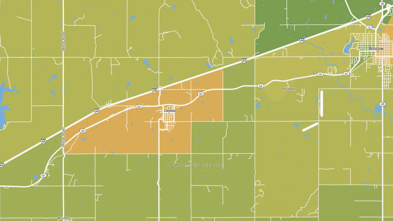 DePew, OK Map of Vandalism Rates