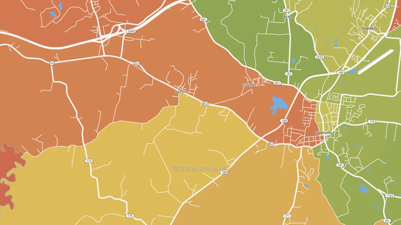 Depoy, KY Map of Vandalism Rates