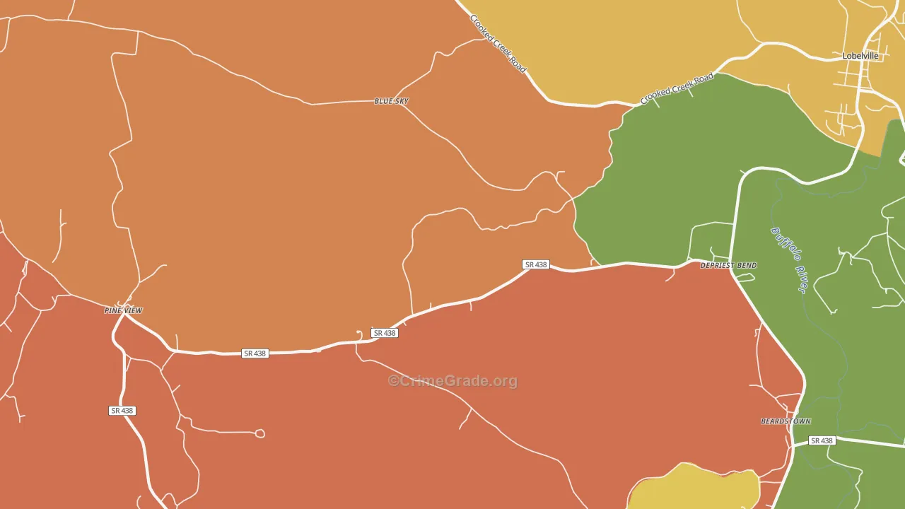 DePriest Bend, TN Map of Vandalism Rates
