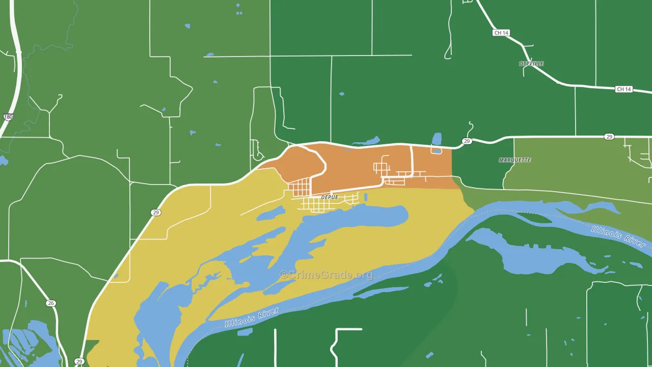 DePue, IL Map of Vandalism Rates