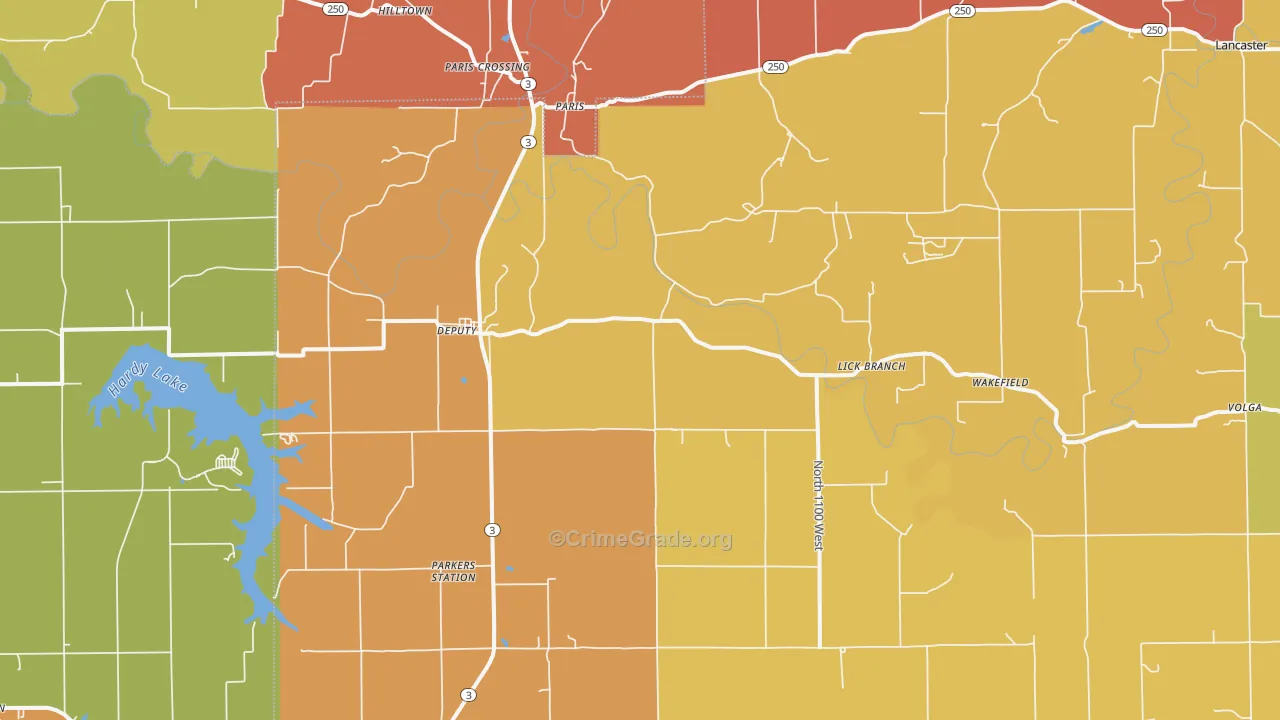 Deputy, IN Map of Vandalism Rates