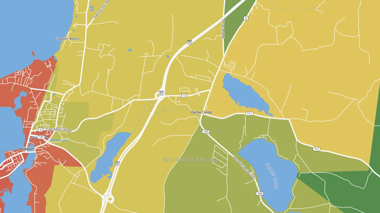 Derby Center, VT Map of Vandalism Rates