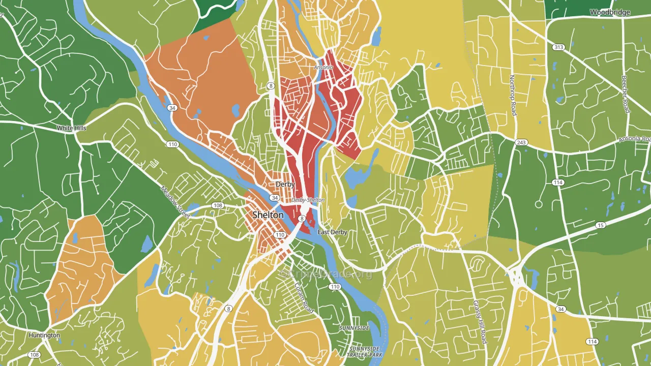 Derby, CT Map of Vandalism Rates