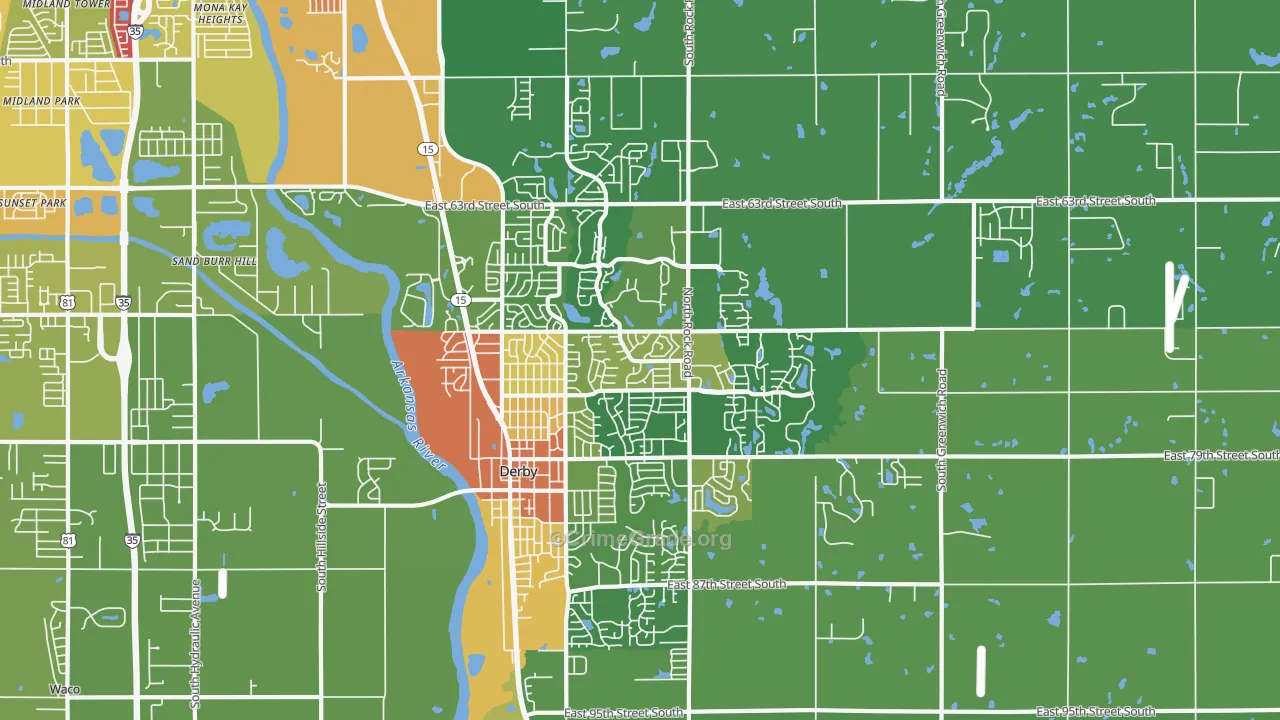 Derby, KS Map of Vandalism Rates