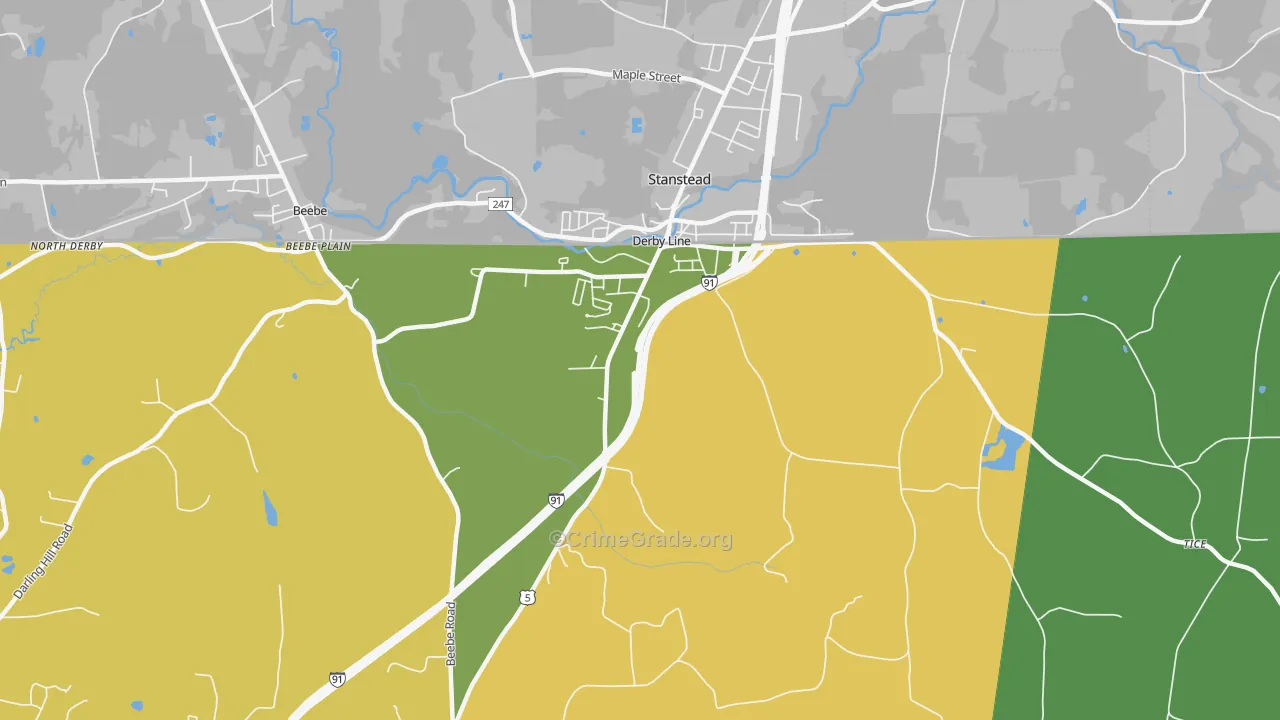 Derby Line, VT Map of Vandalism Rates