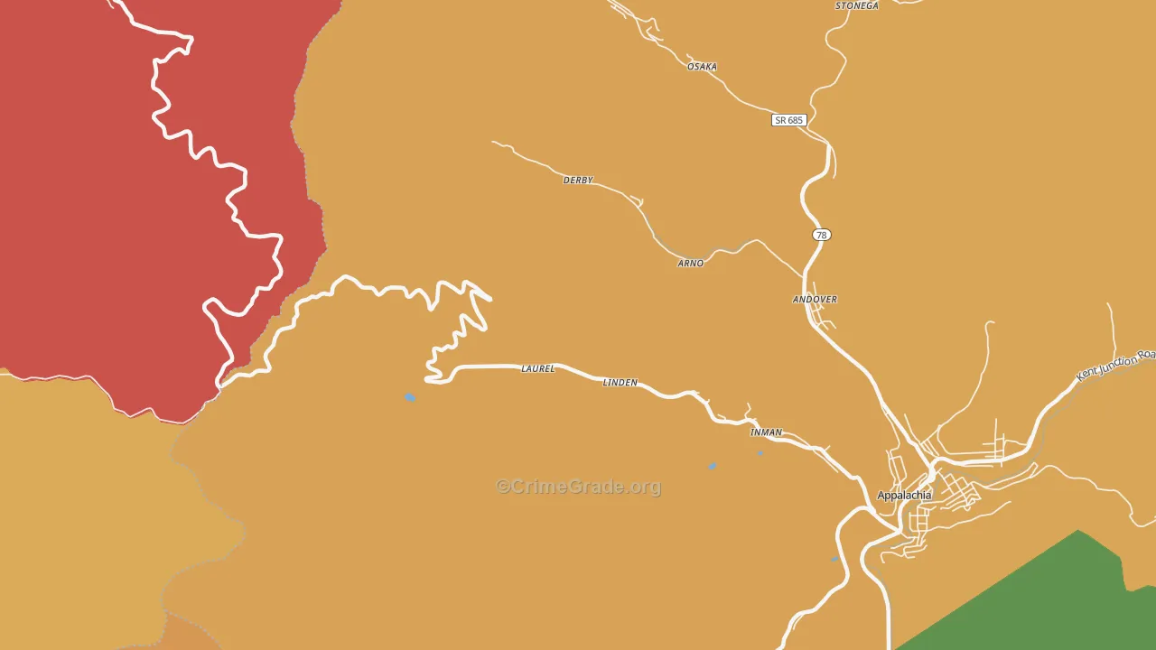 Derby, VA Map of Vandalism Rates