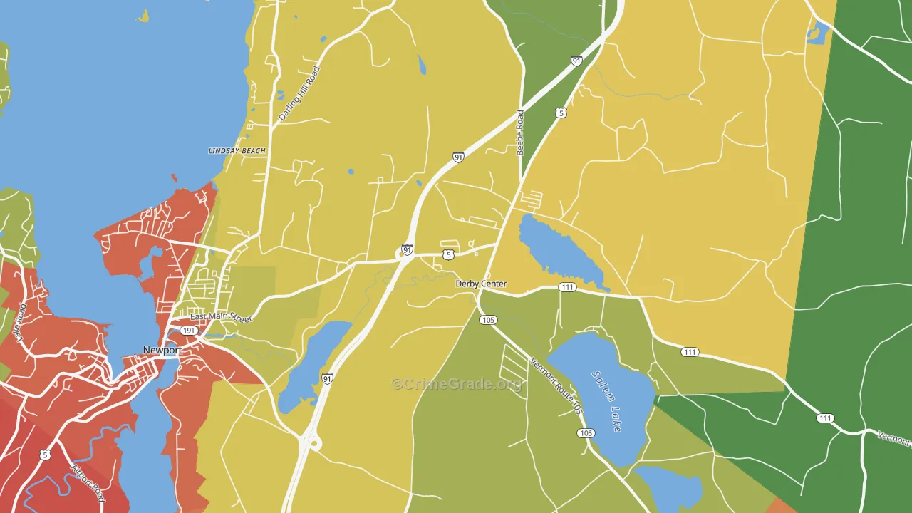 Derby, VT Map of Vandalism Rates
