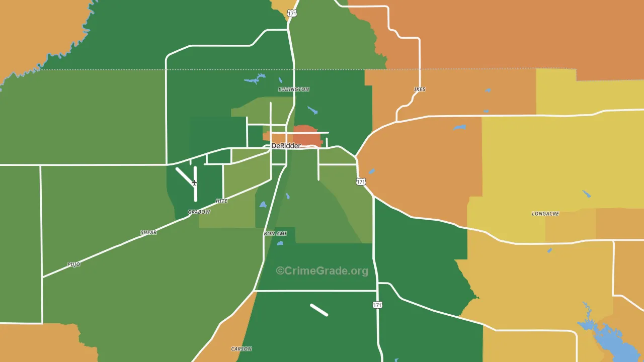 Deridder, LA Map of Vandalism Rates