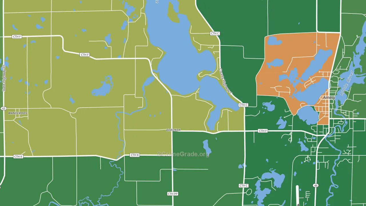 Deronda, WI Map of Vandalism Rates
