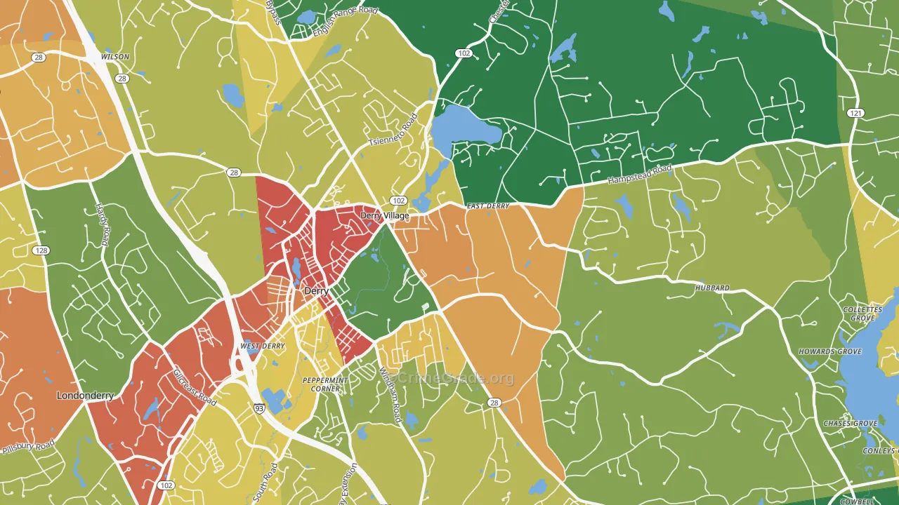 Derry, NH Map of Vandalism Rates