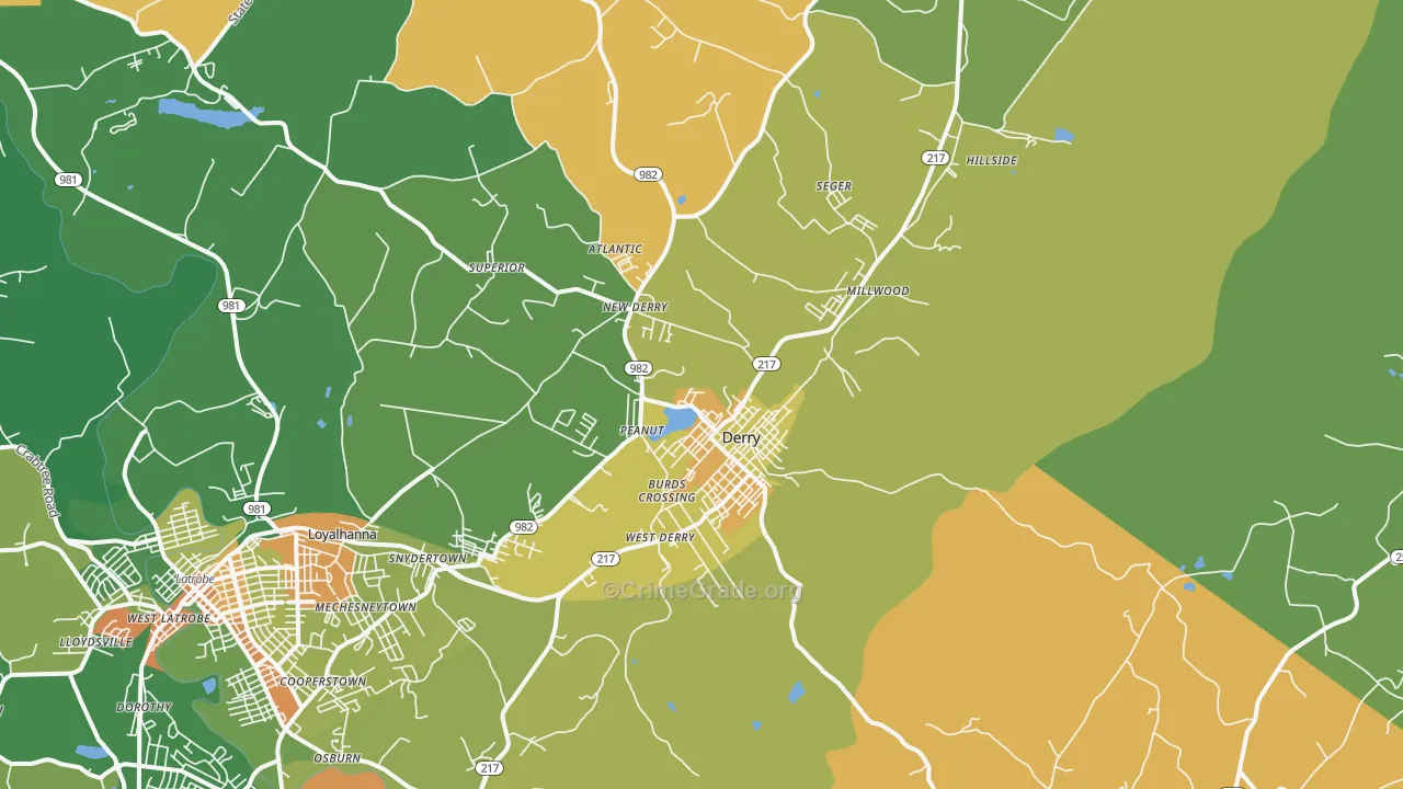 Derry, PA Map of Vandalism Rates