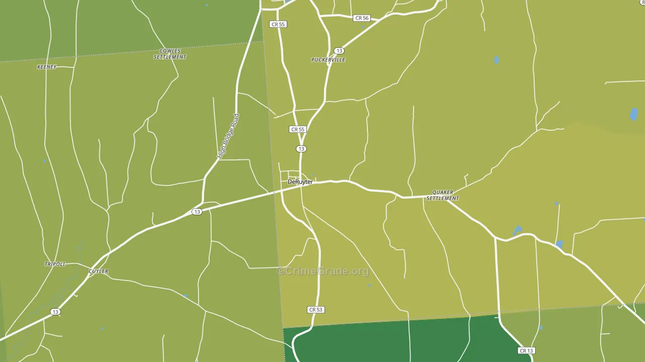 DeRuyter, NY Map of Vandalism Rates