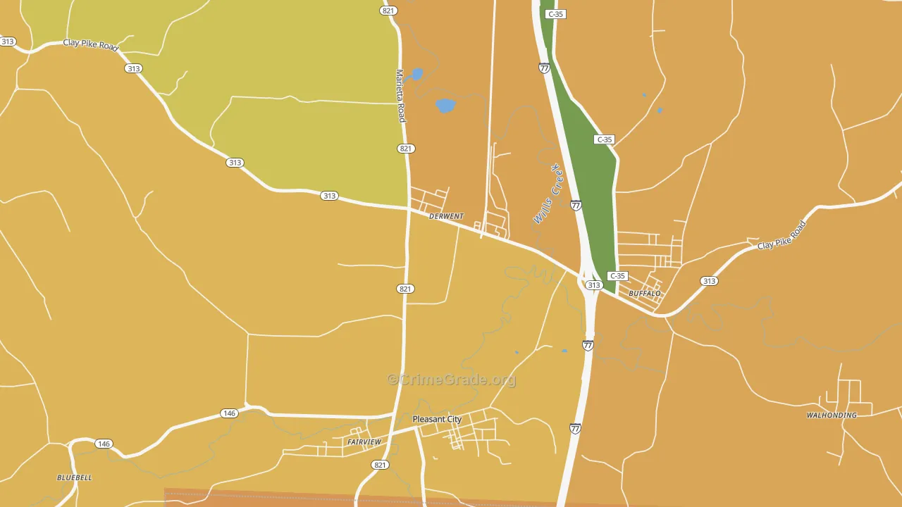 Derwent, OH Map of Vandalism Rates