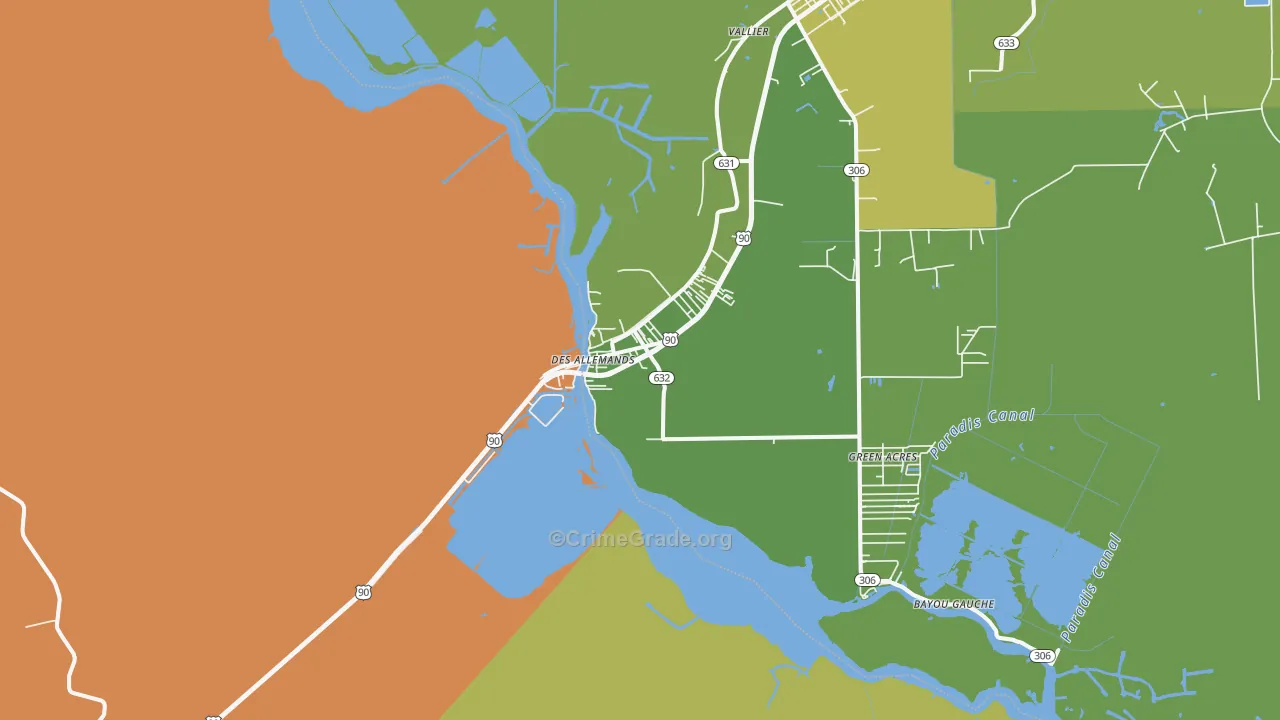 Des Allemands, LA Map of Vandalism Rates