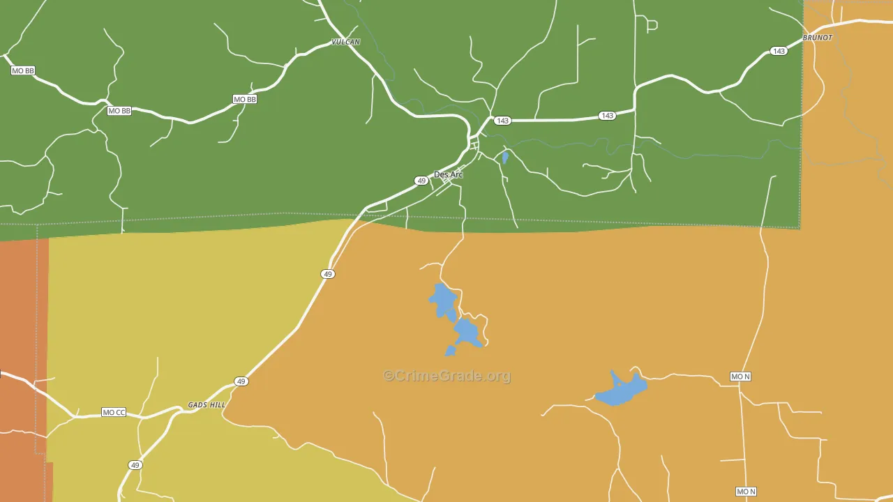 Des Arc, MO Map of Vandalism Rates