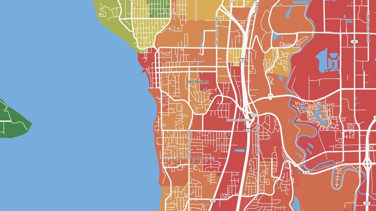 Des Moines, WA Map of Vandalism Rates