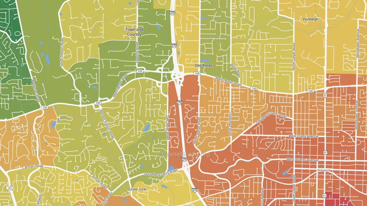 Des Peres, MO Map of Vandalism Rates