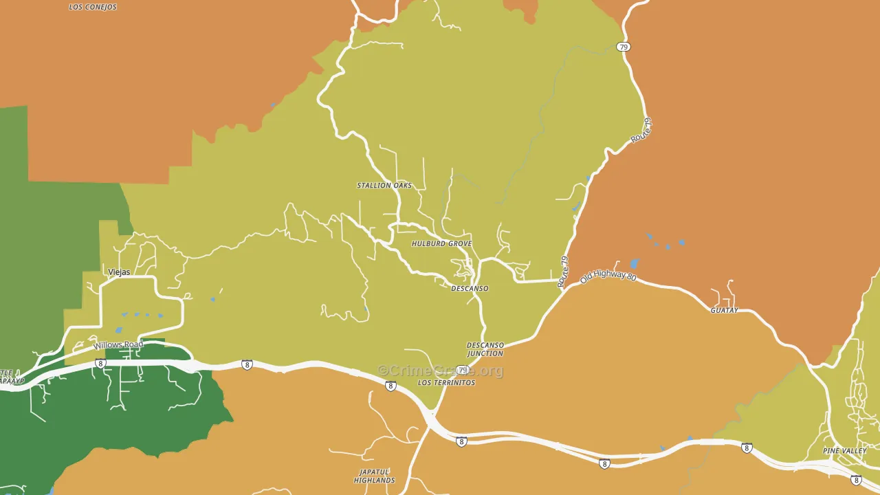 Descanso, CA Map of Vandalism Rates