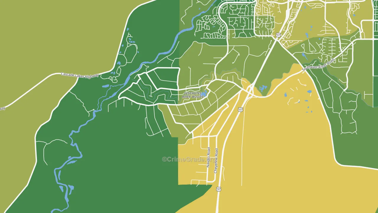Deschutes River Woods, Bend, OR Map of Vandalism Rates