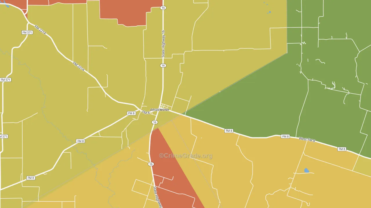Desdemona, TX Map of Vandalism Rates
