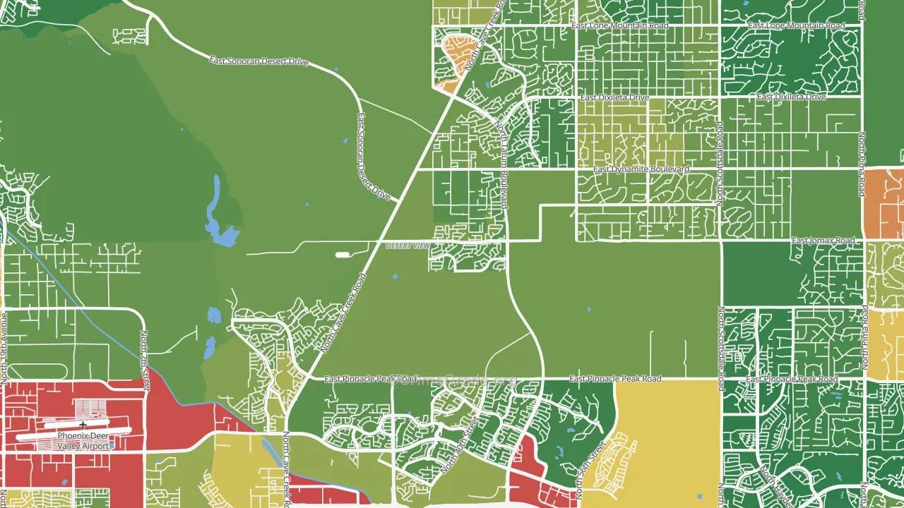 Desert View, Phoenix, AZ Map of Vandalism Rates
