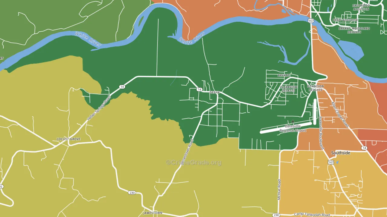 Desha, AR Map of Vandalism Rates