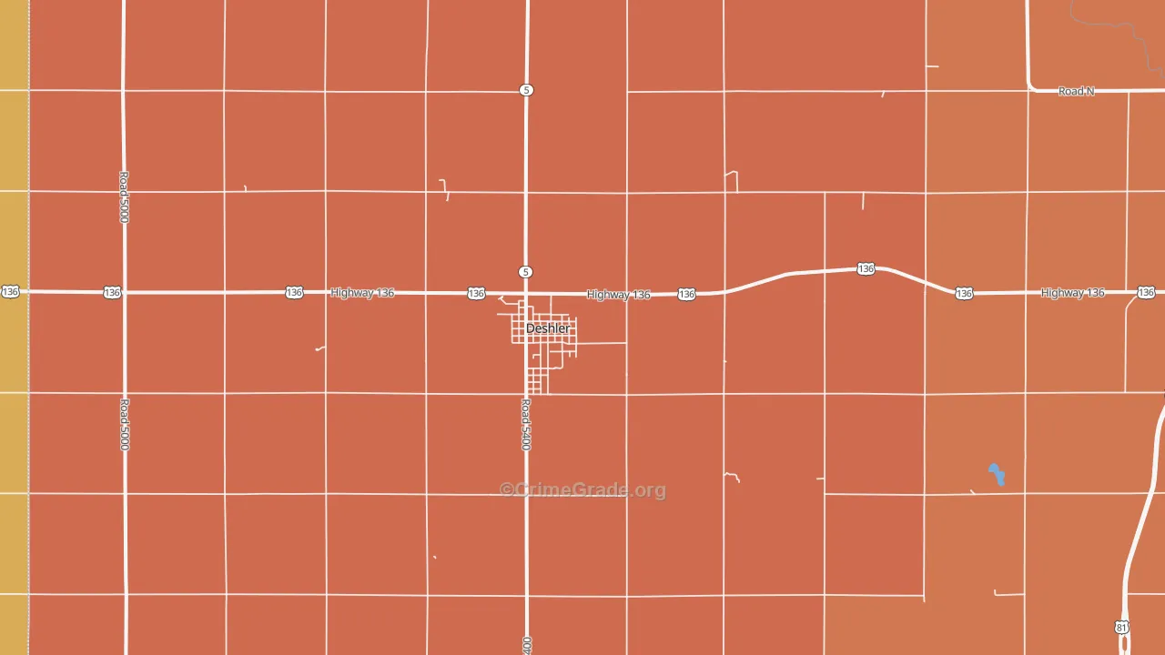 Deshler, NE Map of Vandalism Rates