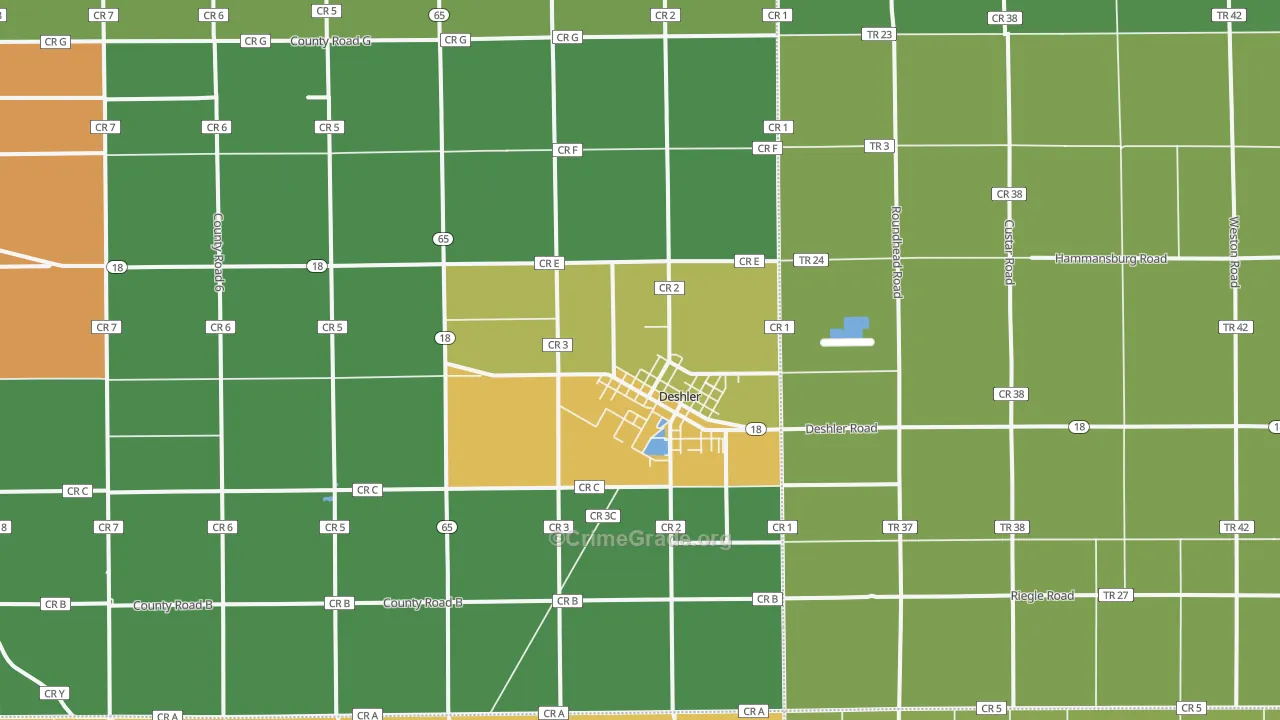 Deshler, OH Map of Vandalism Rates