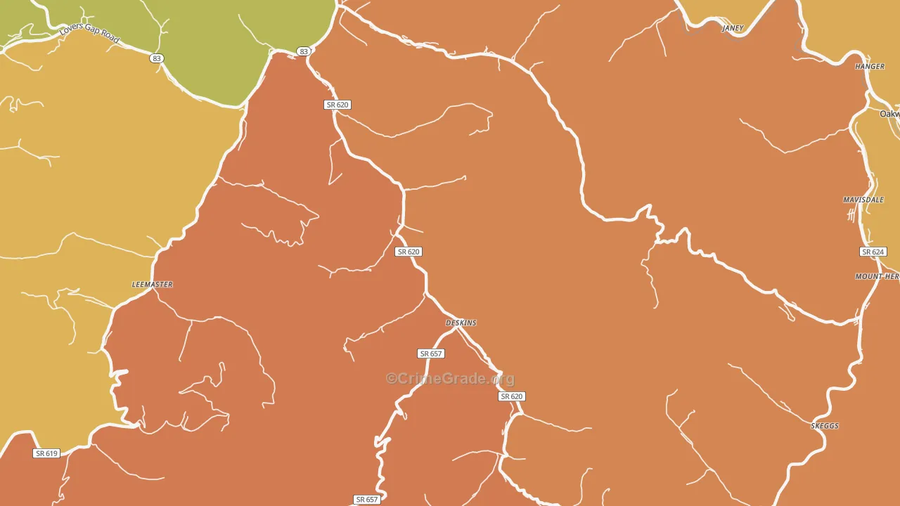 Deskins, VA Map of Vandalism Rates