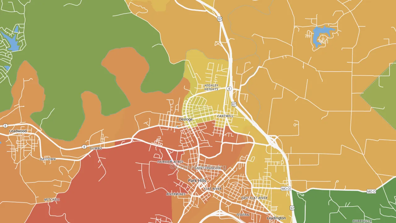 Desloge, MO Map of Vandalism Rates
