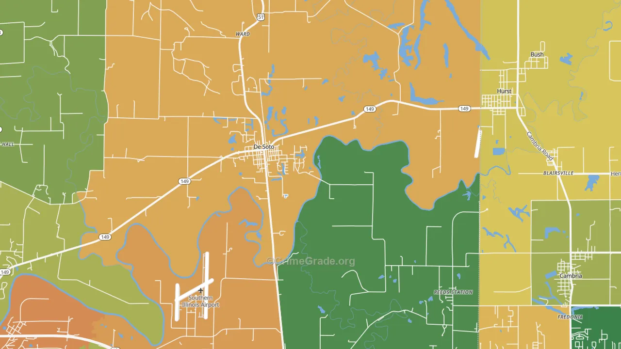 DeSoto, IL Map of Vandalism Rates